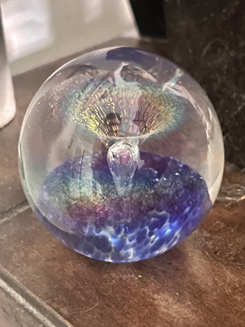 1987 Paperweight Eickholt signed fountain Vortex Magnum Dichroic Iridescent 4"